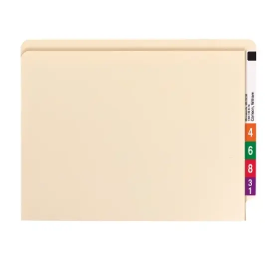 Smead End Tab Pocket Folder with Fastener, Straight-Cut Tab, 1 Pocket, Letter Size, Manila, 50 per Box (34100) image {8}