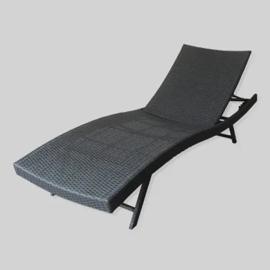 Kauai 2pc Wicker Chaise Lounge Set - Gray - Christopher Knight Home: Patio Furniture, Weather-Resistant Iron Frame image {1}