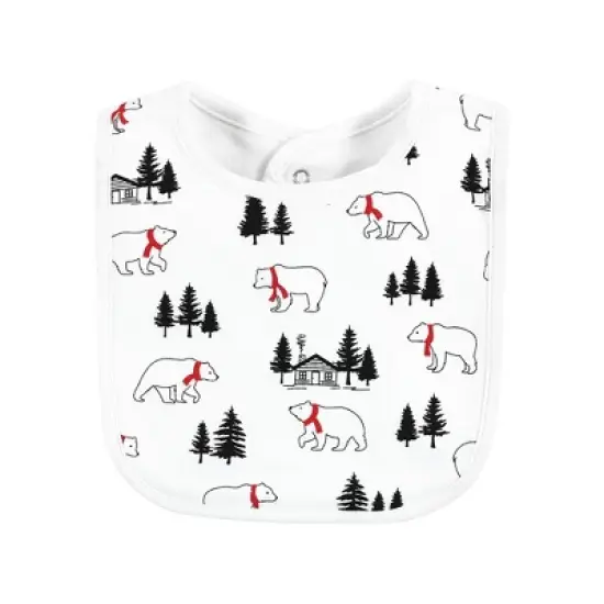 Hudson Baby Infant Boy Cotton Bibs, Buffalo Plaid Bear, One Size image {3}
