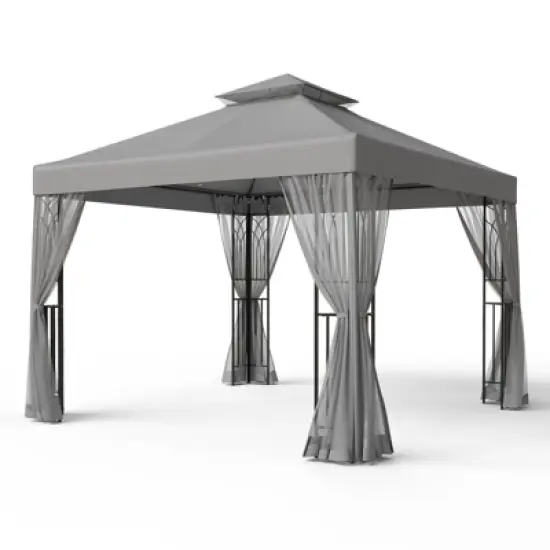 EAGLE PEAK 10'x10'Double Roof Outdoor Patio Gazebo with Mesh Netting image {10}