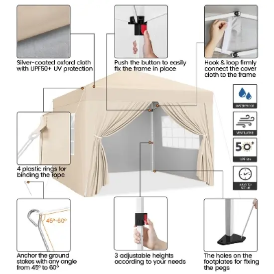 Yaheetech 10x10ft Pop-up Canopy with Sandbags and Wheeled Carry Bag image {3}