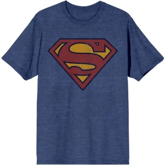 Superman Logo Men's Navy Heather Vintage Tee image {8}