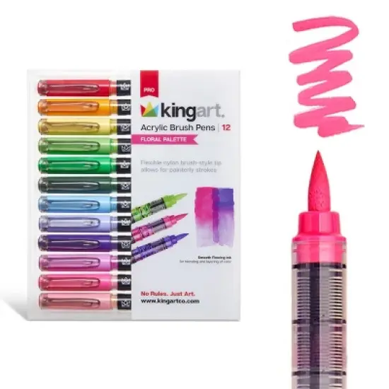 KINGART PRO Acrylic Paint Brush Pens 12 Foral Colors image {8}