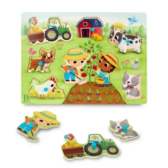 B. toys - Peg Puzzles Peek & Explore - Farm Animals & Barnyard - 2pk - 18pc image {1}