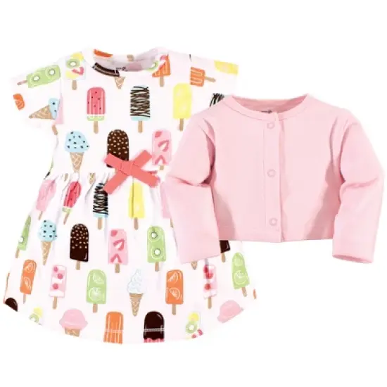 Touched by Nature Baby and Toddler Girl Organic Cotton Dress and Cardigan, Popsicle image {2}