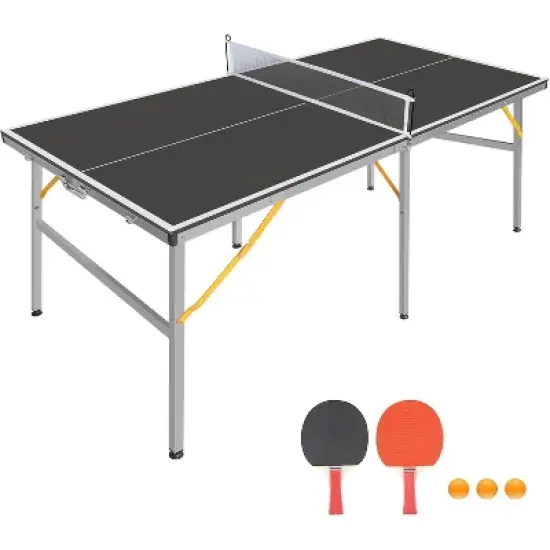 Dexmalle 6ft Black Mid-Size Table Tennis Table Foldable image {7}