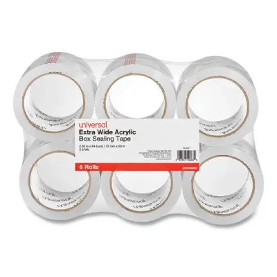 Universal Extra-Wide Moving and Storage Packing Tape, 3" Core, 2.83" x 54.7 yd, Clear, 6/Pack image {4}