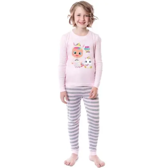 Cry Babies Magic Tears Girls' Child Characters Show Unicorn Sleep Pajama Set Pink image {4}