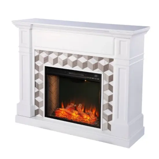 Budedar Fireplace with Marble Surround White - Aiden Lane image {1}
