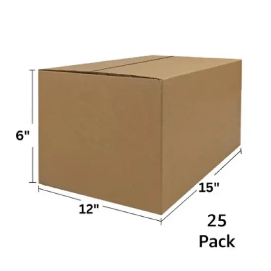 UOFFICE Bundle of 25 Corrugated Boxes for Shipping 15" x 12" x 6" image {1}