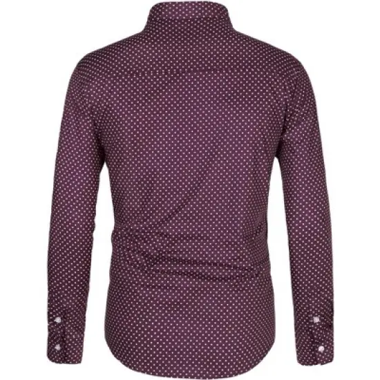 Lars Amadeus Men's Cotton Casual Long Sleeves Button Down Polka Dots Dress Shirt image {2}