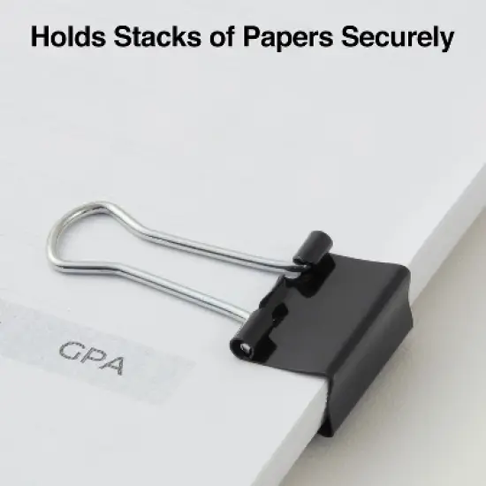 Staples Small Metal Binder Clips Black 3/4" Size with 3/8" Capacity 831594 image {2}