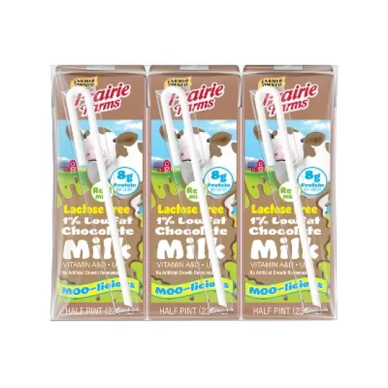 Prairie Farms 1% Chocolate Lactose Free Milk - 3pk/8 fl oz image {3}