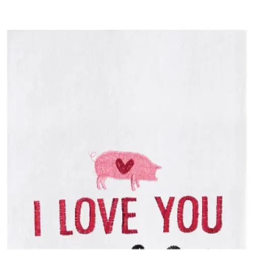 C&F Home Valentine's Day "I Love You More Than Bacon" Pig Piggy Embroidered Flour Sack Kitchen Dishtowel image {1}