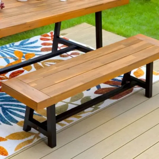 2pc Acacia Wood Patio Set with Bench - Captiva Designs image {4}