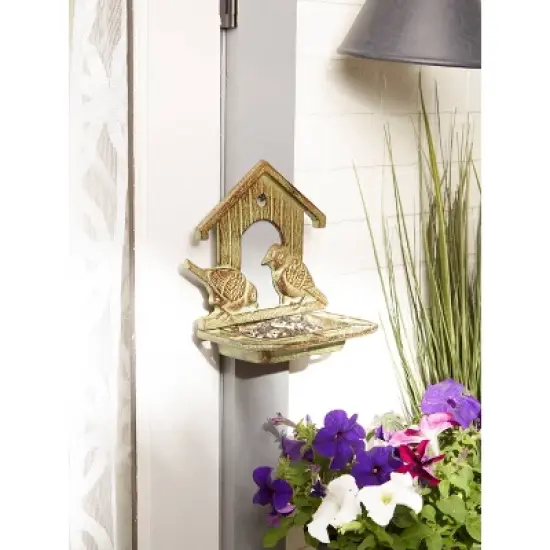 9.64" Polyresin Wall Mounted Bird Feeder Brown - Zingz & Thingz: No Assembly, Garden Decor image {7}