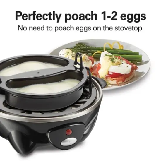 Hamilton Beach Rapid 14 Egg Cooker 25508: Electric Egg Boiler & Steamer, Hard Boiled & Poacher, 300W, Black image {3}