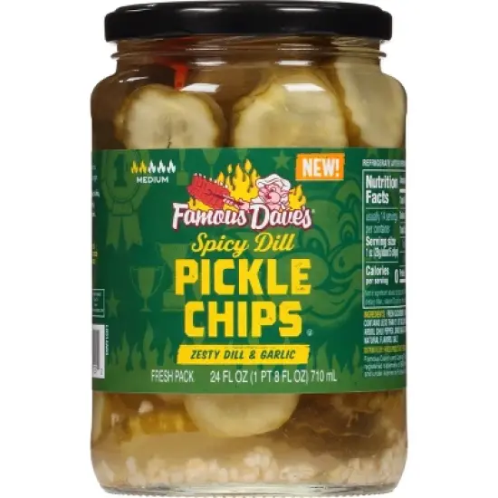Famous Dave's Spicy Dill Pickle Chips, 24 fl oz Jar (Pack of 2) image {4}