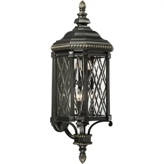Minka Lavery Vintage Outdoor Wall Light Fixture Black 37 3/4" Clear Beveled Glass for Post Exterior Barn Deck House Porch Patio image {1}