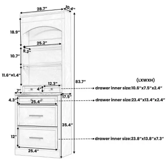 83.7" Tall Freestanding Pantry Cabinet Set with Faux Marble Countertop, 10 Drawers and Adjustable Shelves for Kitchen Storage-Cuddlewood image {3}