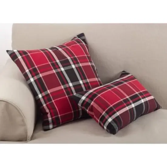 12"x20" Jarret Plaid Pillow Down Filled Red - SARO Lifestyle image {2}