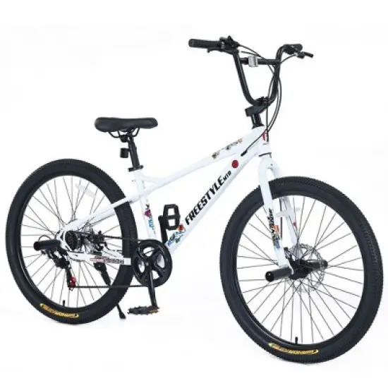 NicBex 26" Freestyle Kids Bike for Teens,7-Speed Grip Shifters,Steel Frame,Double Disc Brakes ,Freestyle MTB Bikes for Children,No Suspension image {10}