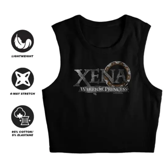Women's Xena Battered Logo Sleeveless Crop Top Tank image {2}