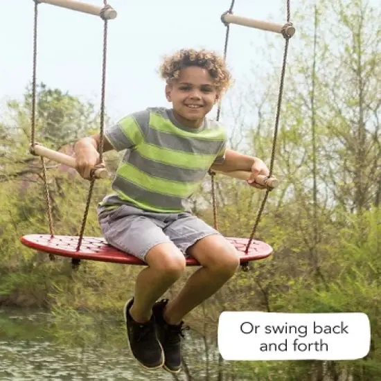 HearthSong Air Rider Surf Swing with Solid Wood Handles, 33_"L x 12"W, Adjustable Rope Length 9-14'L, Holds up to 200 lbs. image {5}