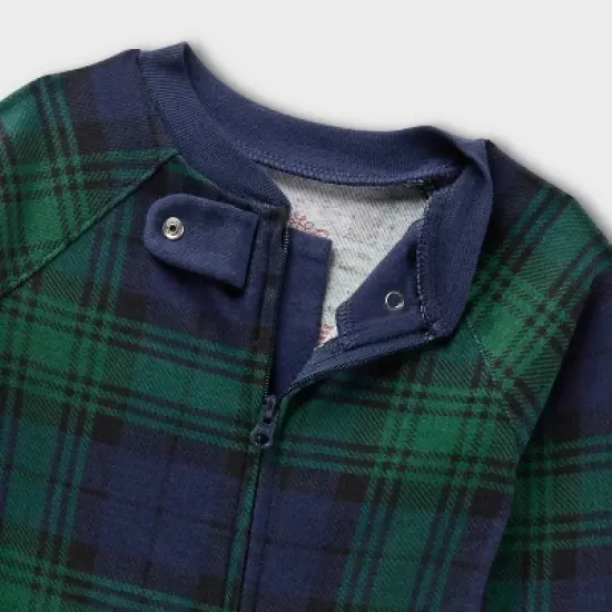 Baby Plaid Ribbed Holiday Matching Family Footed Pajamas - Wondershop&trade; Green image {2}