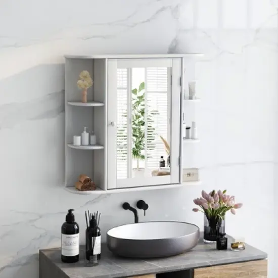 Costway Multipurpose Wall Surface Bathroom Storage Medicine Cabinet Mirror image {1}
