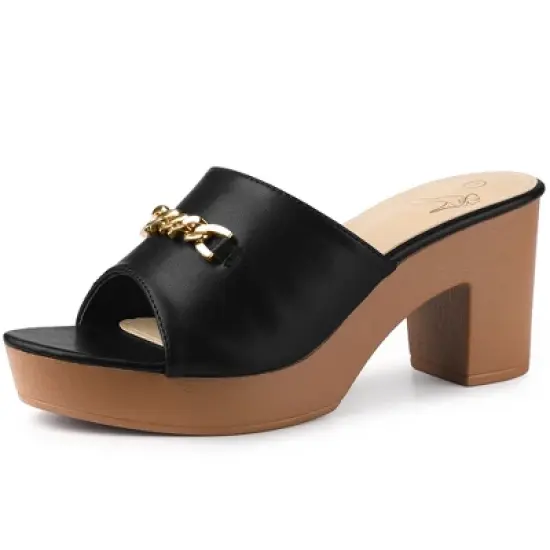 Perphy Open Toe Platform Block Heel Slides Sandals for Women image {5}