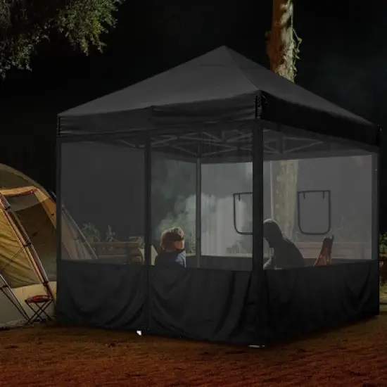 InstaHibit  16 Pcs 10 ft Pop Up Canopy Tent Half Mesh Sidewall with Window Party Canopy image {7}