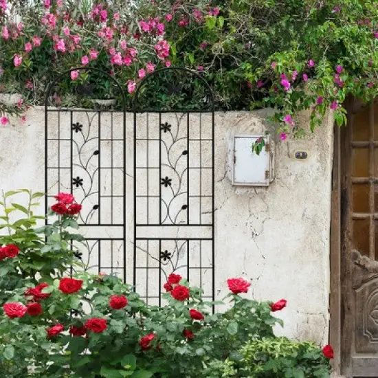 Gulches 2 Pack Metal Garden Trellis 86.7" x 19.7" Rustproof Trellis for Climbing Plants Outdoor Flower Support Black image {8}