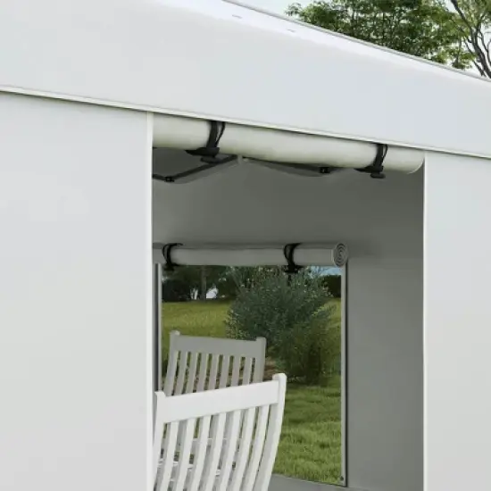 Resenkos Backyard Garden Canopy, Camping Canopy Screen Tent,9.7' x 9.7' Pop Up Canopy with Sidewalls, 2 Mesh Windows and Carry Bag, White image {5}