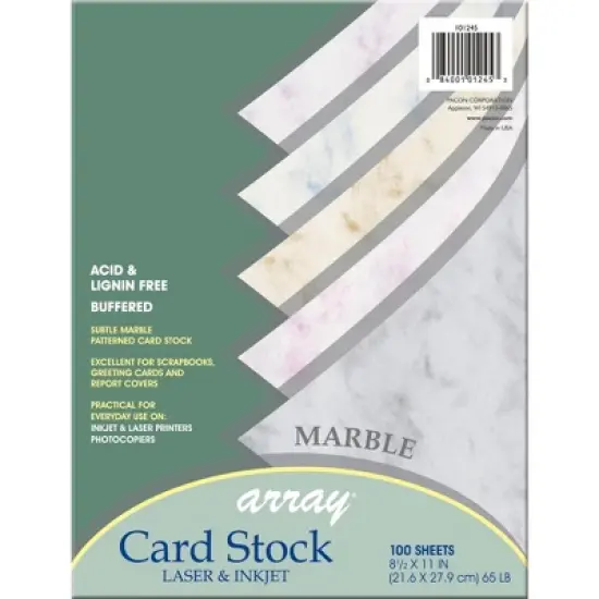 Array Card Stock Paper, 8-1/2 x 11 Inches, Assorted Marble Colors, Pack of 100 image {2}