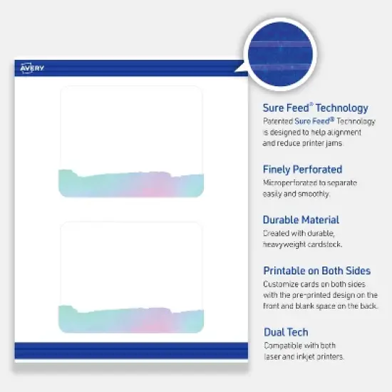 Avery Rounded Postcards, Watercolors Design, 4.25" x 5.5", 20ct image {2}
