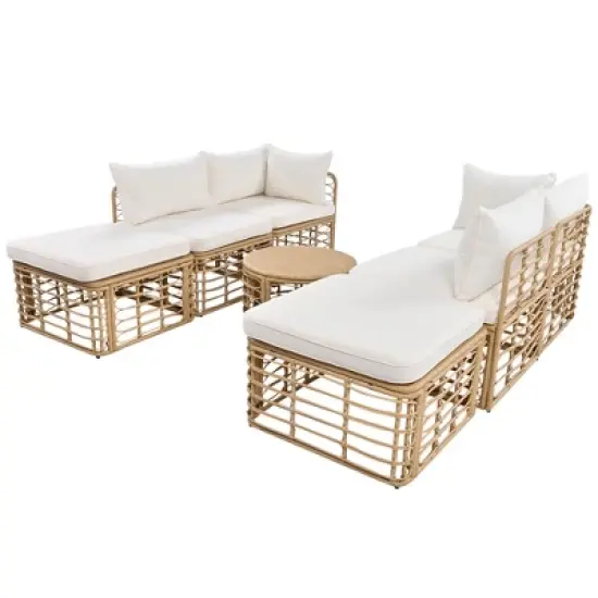 YOOCOZZ  7-Piece Outdoor Rattan Sectional Sofa Sets with Thick Cushions image {4}