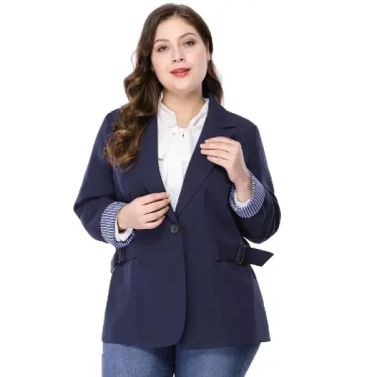 Agnes Orinda Women's Plus Size Work Fashion Notched Lapel Formal Blazer image {2}