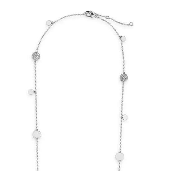 SHINE by Sterling Forever Long CZ Disk Station Necklace image {2}