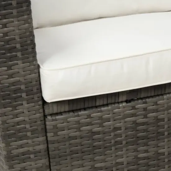 4pc Wicker Patio Conversation Set with Cushions - Gray/Beige - GODEER image {10}