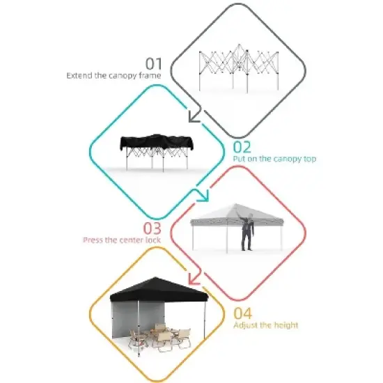 GustoWave 10x10 Ft Pop Up Canopy with 1 Sidewall for Deck, Garden image {2}