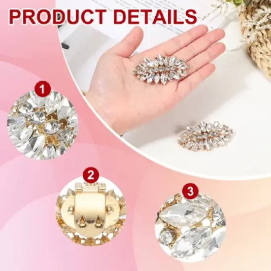 Unique Bargains Detachable Classic Fashion Sparkling Rhinestone Shoe Clips 1 Pair image {2}
