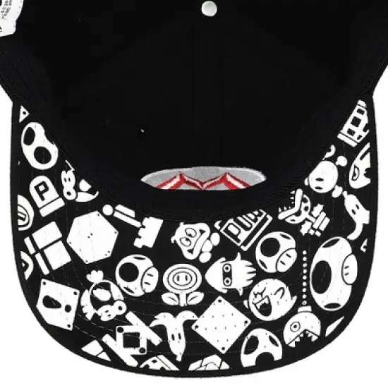 Super Mario Brothers Mario Embroidered Symbol Black Snapback Hat for mens image {5}