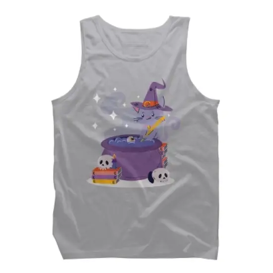 Men's Design By Humans Halloween Kitty Cauldron By machmigo Tank Top image {7}