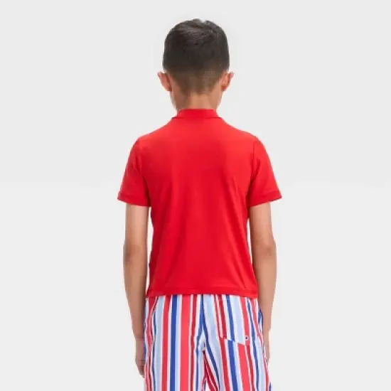 Boys' Solid Rash Guard Top - Cat & Jack&trade; Red image {2}