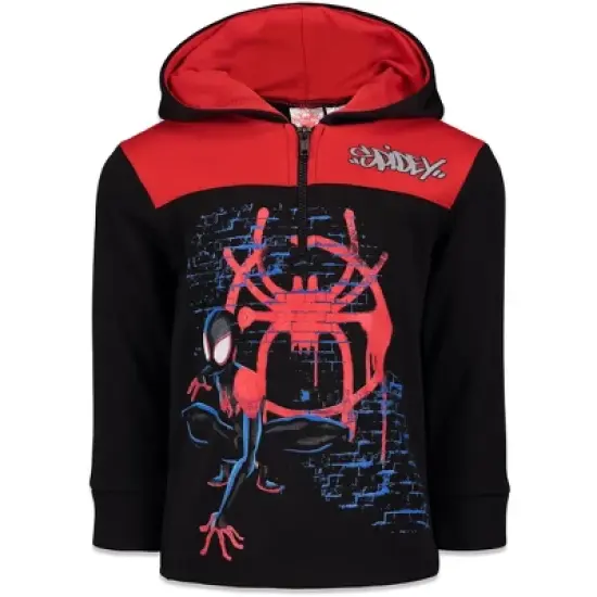 Marvel Spider-Man Captain America Hulk Black Panther Miles Morales Venom Iron Man Half Zip Hoodie Toddler to Little Kid image {15}