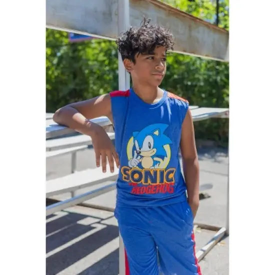 Sonic the Hedgehog Graphic T-Shirt Tank Top and Shorts 3 Piece Outfit Set image {1}