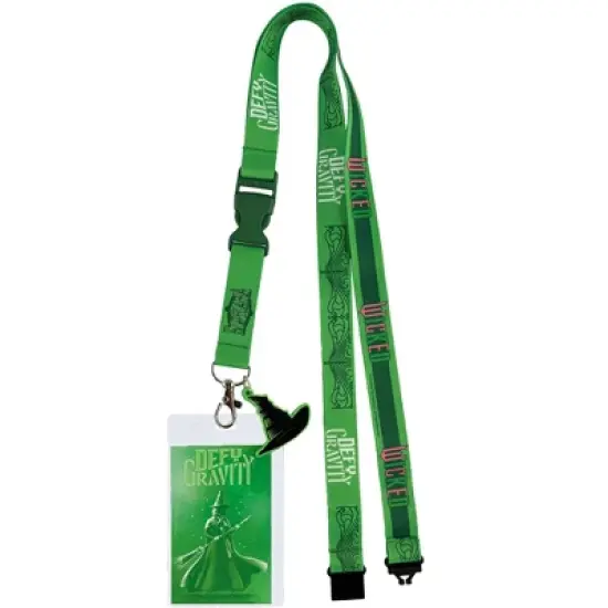 Wicked Breakaway Lanyard Elphaba Defy Gravity ID Holder With 2" Rubber Charm Green image {5}