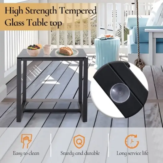 JUJABU 3 Piece Gray Wicker Outdoor Furniture Set with Cushions and Coffee Table image {5}