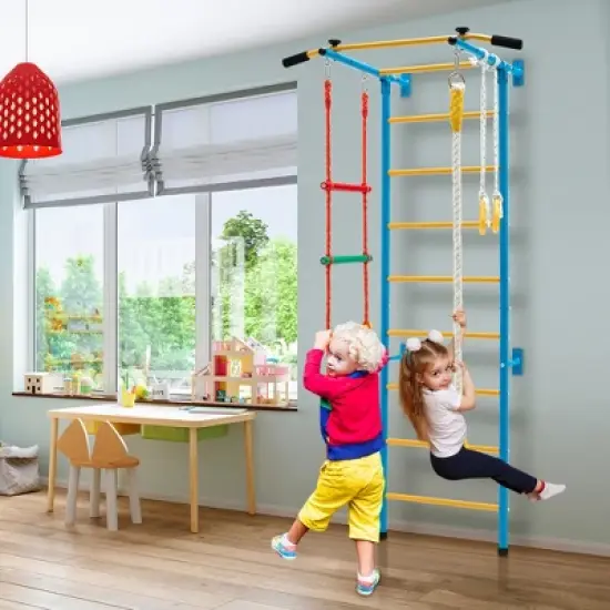 Costway 5 in 1 Kids Indoor Gym Playground Swedish Wall Ladder Children Home Climbing Gym image {1}